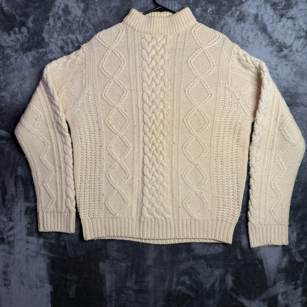 Vintage Herman Phillips Cable Knit Fisherman Long Sleeve Large Cream Sweater